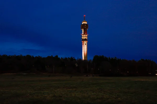 Стокгольм Швеция Торнет Какнас Канасская Башня Ночью — стоковое фото