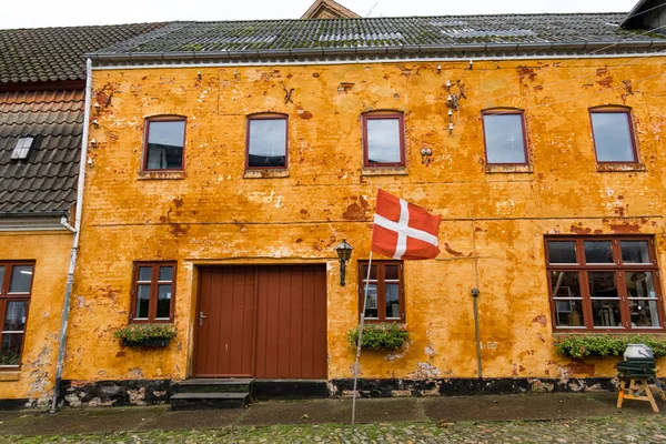 Hjorring Dänemark Die Orangefarbene Fassade Eines Klassischen Alten Dänischen Hauses — Stockfoto