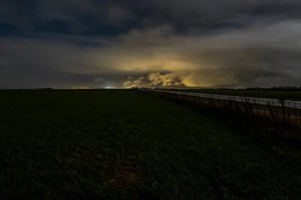 Bronderslev Dinamarca Carretera E39 Por Noche —  Fotos de Stock