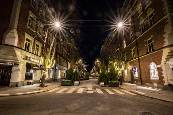 Estocolmo Suécia Novembro 2021 Luzes Natal Swedenborgsgatan Praça Mariatorget — Fotografia de Stock