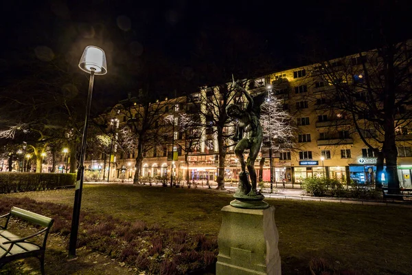 Estocolmo Suécia Mariatorget Square Noite — Fotografia de Stock