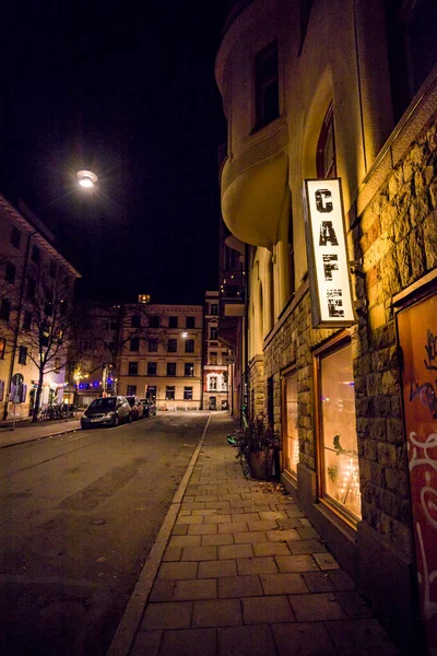 Стокгольм Швеция Старая Вывеска Кафе Фасаде — стоковое фото