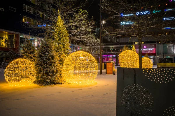 Stockholm Svédország Karácsonyi Dekorációk Liljeholmstorget — Stock Fotó