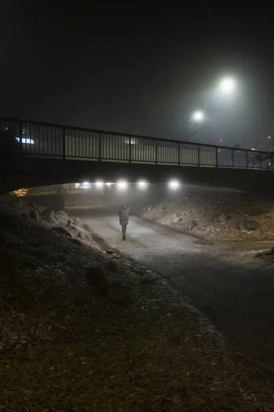 Стокгольм Швеція Люди Ходять Тумані — стокове фото
