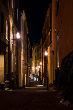 Stockholm, İsveç Klevgrand gece Sodermalm 'da.