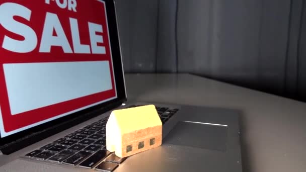 Sale Sign Computer Toy House Computer Keyboard — Video Stock