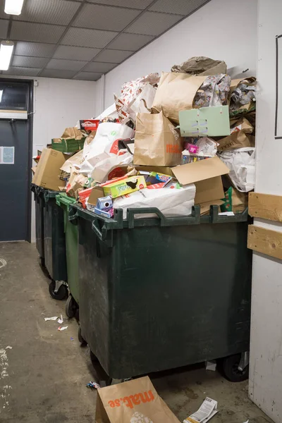 Stockholm Sweden Containers Residential Garbage Room Filled Discarded Christmas Boxes — Stock Photo, Image