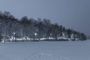 Stockholm, Sweden A winter landscape in the Vinterviken park.