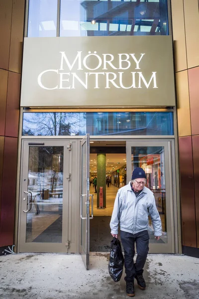 Stockholm Sweden Entrance Morby Centrum Shopping Mall Danderyd Man Walking — Zdjęcie stockowe