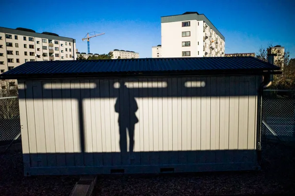 Stockholm Zweden Schaduw Van Een Man Wordt Geprojecteerd Een Muur — Stockfoto