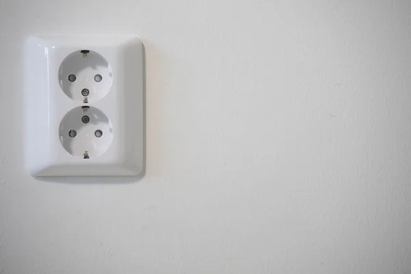 Double European Electrical Outlet Wall — Stock Photo, Image