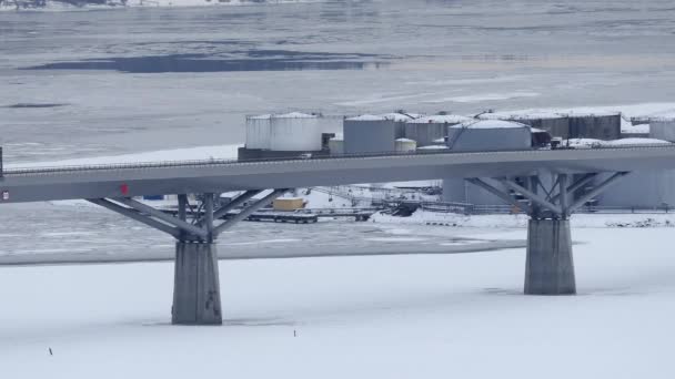 Sundsvall Schweden Die Sundsvall Brücke Über Die Bucht Von Sundsvall — Stockvideo