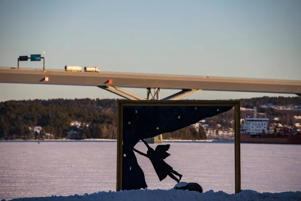 Sundsvall Suécia Uma Estátua Chamada Gryning Sueco Que Significa Manhã — Fotografia de Stock