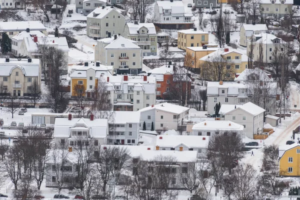 Sundsvall Švédsko Pohled Zasněžené Město Kopce Zimě — Stock fotografie