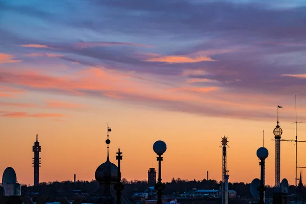 Estocolmo Suecia Horizonte Del Amanecer Desde Mosebacke Sodermalm —  Fotos de Stock