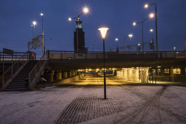 Estocolmo Suecia Feb 2022 Una Persona Camina Por Mañana Temprano —  Fotos de Stock