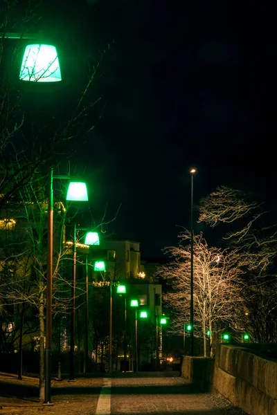 Stockholm Sweden Row Street Lamps Pedestrian Alley Annadal Suburban Neighbourhood — Stock Photo, Image