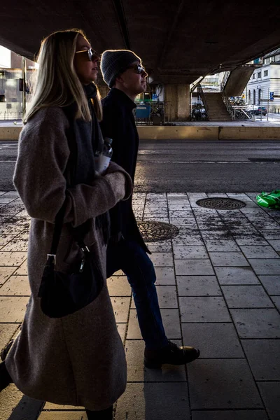 Stockholm Schweden Menschen Gehen Auf Der Vasagatan Zentrum Stockholms Unter — Stockfoto
