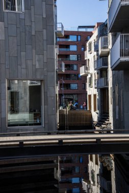 Oslo, Norveç Barkod bölgesindeki konut binaları.