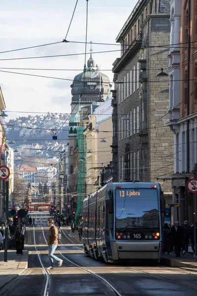 Oslo Norsko Tramvajové Linky Centru Princes Street — Stock fotografie
