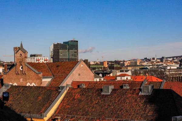 Oslo Norvegia Una Vista Sul Akershus Festning Fortezza Akerhus Nel — Foto Stock