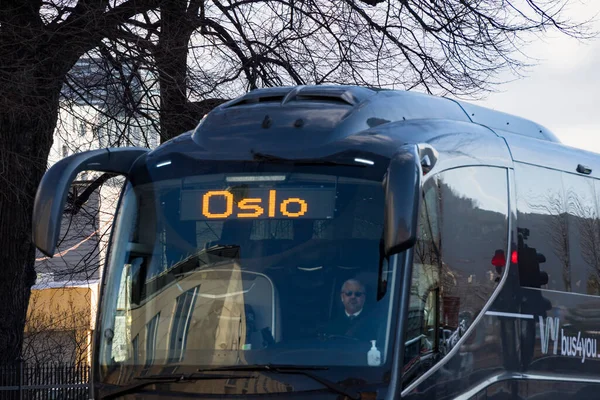 Oslo Norvégia Egy Turistabusz Oslo Sofőrje Számára Felirattal — Stock Fotó