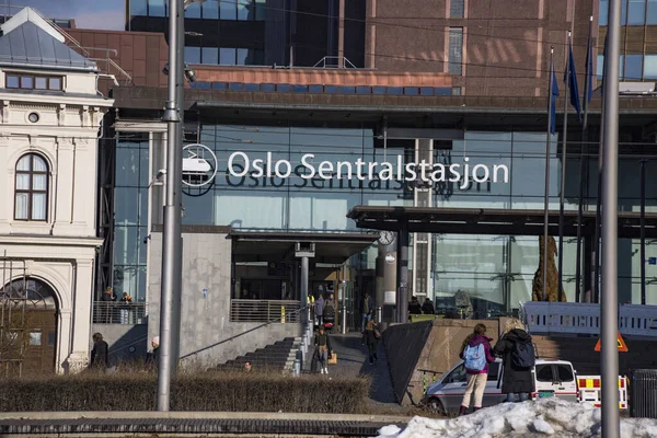 Oslo Norvégia Jelzés Oslói Központi Pályaudvarra — Stock Fotó