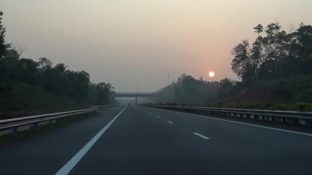 Imaduwa Interchange Sri Lanka Una Vista Del Salpicadero Madrugada Autopista — Vídeos de Stock