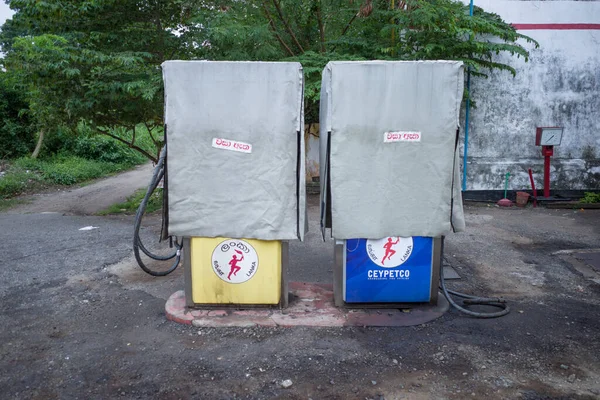 Galle Sri Lanka Gaspompen Zijn Gedekt Waaruit Blijkt Dat Leeg — Stockfoto