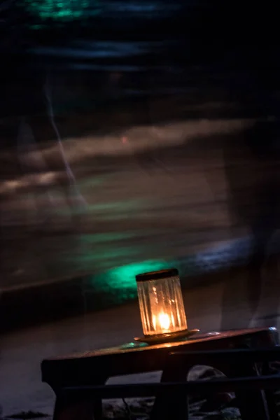 Unawatuna Sri Lanka Une Lanterne Sur Plage Nuit — Photo
