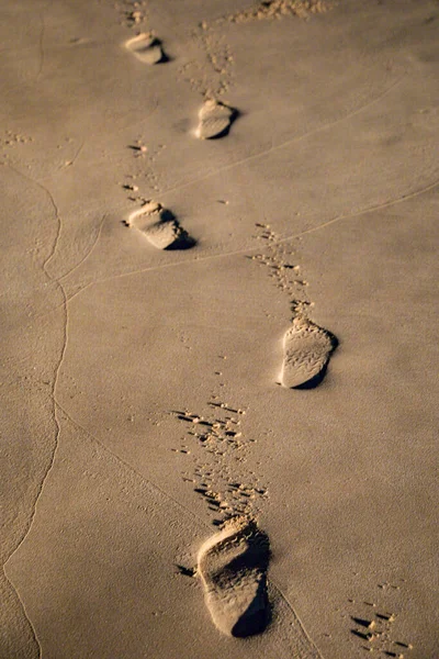 Mirissa Sri Lanka Footsteps Sand Night — Stock Photo, Image