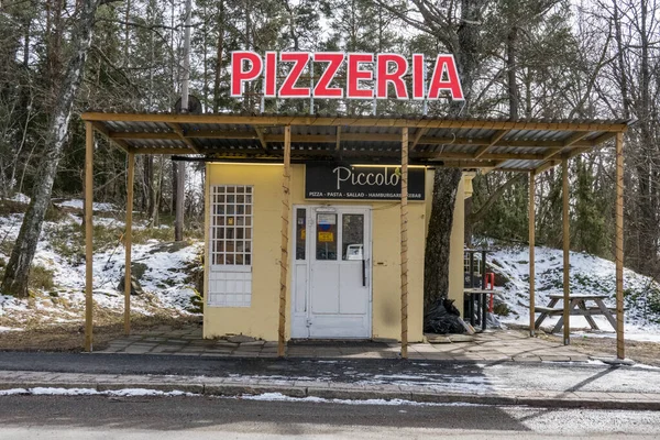 Estocolmo Sueciauna Pequeña Pizzería Independiente Una Calle Distrito Ragsved — Foto de Stock