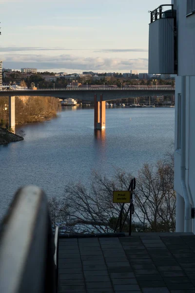 Stockholm Sverige Utsikt Över Alviksbron Eller Alviksbron Från Stora Essingen — Stockfoto