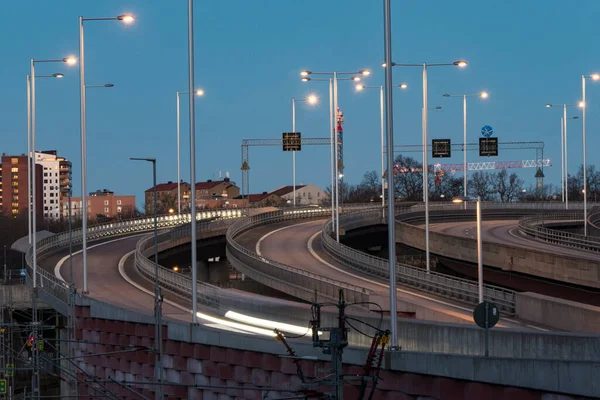 Στοκχόλμη Σουηδία Κυκλοφορία Στον Αυτοκινητόδρομο Την Αυγή — Φωτογραφία Αρχείου