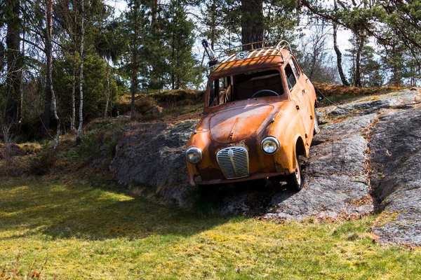 Vanersborg Sweden Rusty Old Austin A35 Model Sits Yard — Foto de Stock