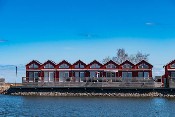Sunnana Suécia Casas Férias Cabines Seguidas Costa Lago Vanern — Fotografia de Stock