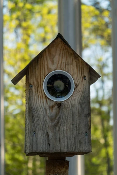 Güvenlik Kamerası Kılığına Girmiş Bir Kuş Evi — Stok fotoğraf