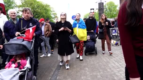 Riga Lettland Pro Ukraina Demonstration Centrum — Stockvideo