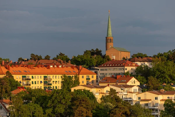 Stockholm Suède Horizon Île Stora Essingen Dans Ville Église Essinge — Photo