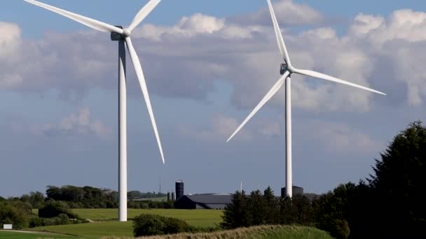 Hirtshals Denmark Wind Turbines Spinning Wind — Stock Video
