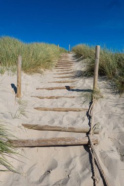 Hirtshals, Danimarka tahtası Kuzey Denizi kıyısında bir kum tepesine basar.