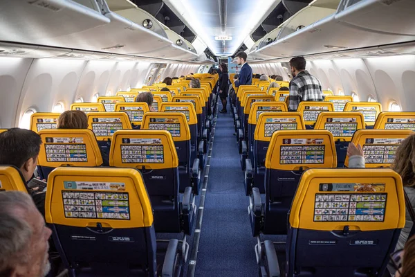 Estocolmo Suecia Interior Avión Ryanair —  Fotos de Stock