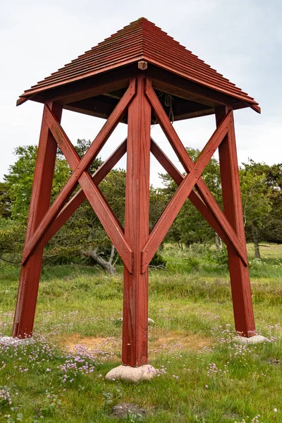 Skagen Dänemark Der Hölzerne Glockenturm Der Rabjerg Kirke Ländlichen Norddänemark — Stockfoto
