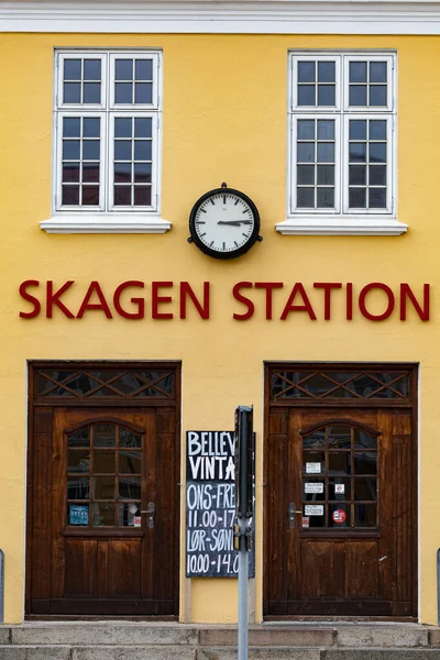 Skagen Denemarken Een Klok Gevel Van Het Oude Treinstation Van — Stockfoto