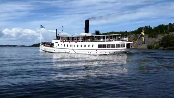 Stockholm Zweden Een Oude Passagiersveerboot Het Meer Van Malaren — Stockvideo