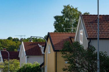 Stockholm, İsveç Bromma bölgesinde tek aile evleri.