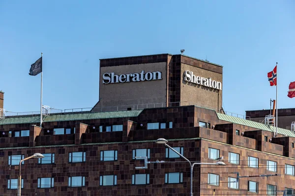 Stockholm Švédsko Června 2022 Znamení Hotelu Sheraton Centru Města — Stock fotografie