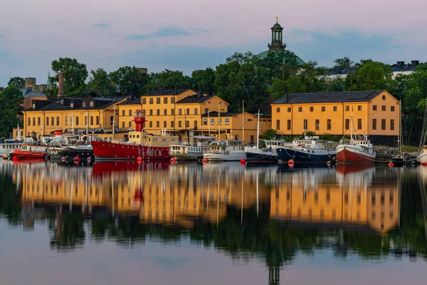 Stoccolma Svezia Isola Skeppsholmen All Alba — Foto Stock