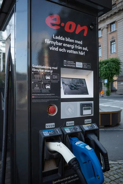 Stockholm Sweden Electric Car Charging Station Downtown — Foto Stock