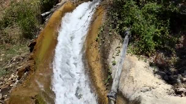 Ksamil Albania Stream Water Flowing Hill — 图库视频影像